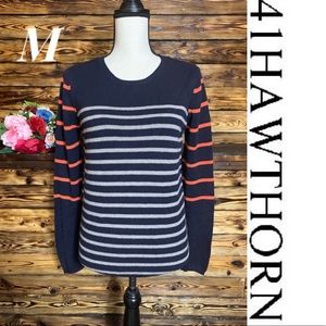 41 Hawthorn Navy Orange Striped Knit Sweater M